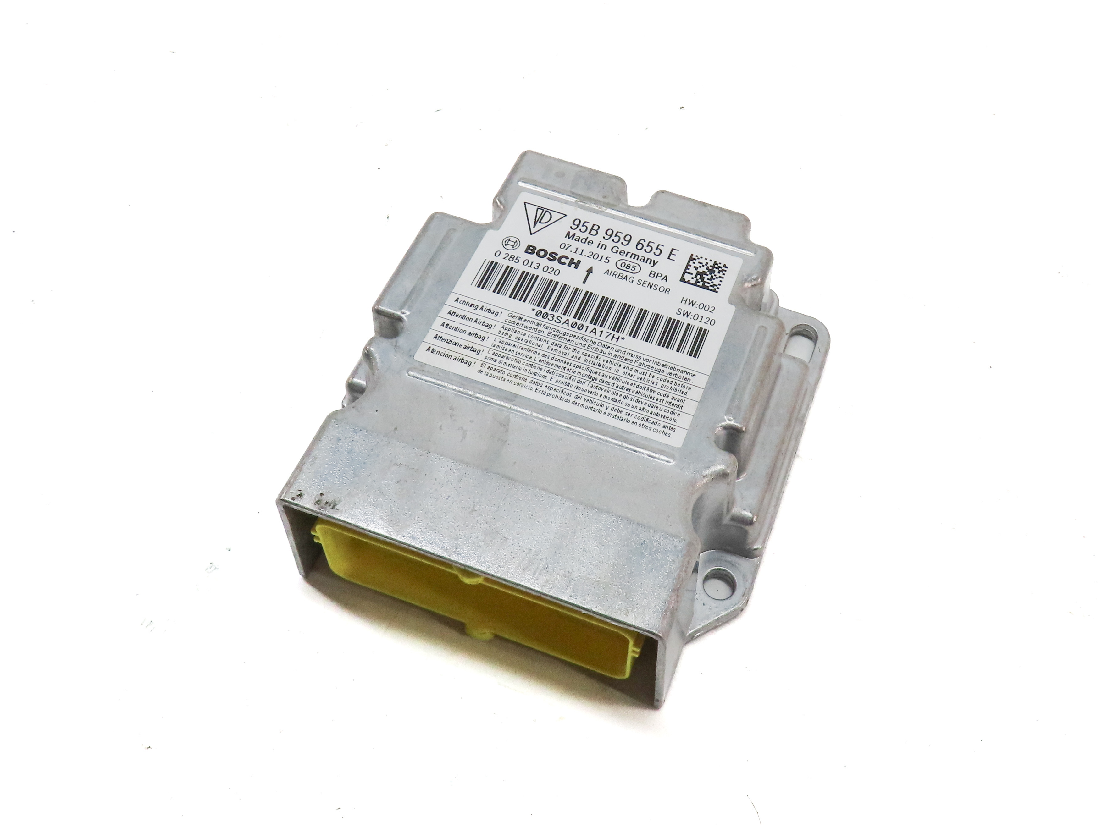 2015-2018 PORSCHE MACAN (95B) SRS SUPPLEMENTAL SAFETY BAG CONTROL MODULE — exact item pictured